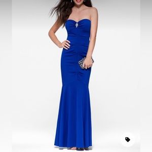 Royal blue Cache strapless gown, sz 8